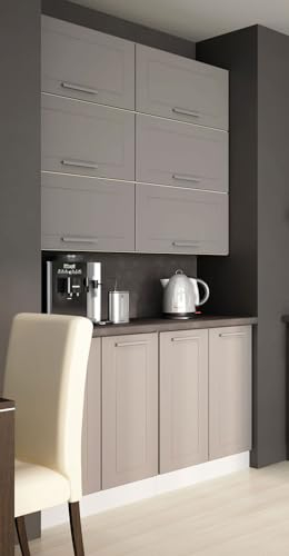 Feldmann Preiswert Wohnen Küchenzeile 'Kvantum' Nischenküche 8-teilig 120cm Artisan Eiche Front MDF beige matt
