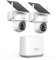 ANSQUE 2K Camera Surveillance WiFi Exterieure sans Fil Solaire à Batterie, Kit 2 Caméras avec Homebase, Zéro Frais, PTZ 360°, Suivi Automatique, Vision Nocturne en Couleur, Alarme Lumineuse Sonore