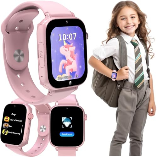 FOREVER Kids Look Me! 3 KW-520 Rosa - Smartwatch mit SIM Karte - 1,85” Display - GPS/LBS/Wi-Fi Standort - SOS Funktion - Anrufe & Video - IP65 Wasserdicht Kinder