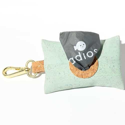 Adios Plastic - Handmade Mint Cork Poo Bag Dispenser – Eco‑friendly Dog Waste Bag Holder, Plastic Free, Crafted from 100% Sustainable Cork, Water‑Resistant, Lightweight, Clips to Leash & Belt