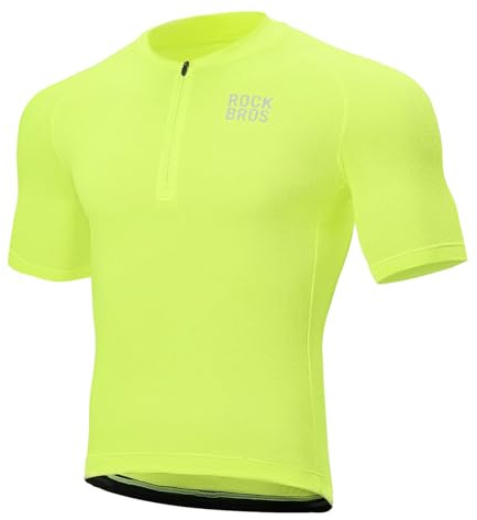 ROCKBROS Maillot de Ciclismo para Hombre de Manga Corta, Jersey de Verano Transpirable y de Secado Rápido con 3 Bolsillos para Bicicleta de Carretera y MTB