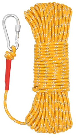 NewDoar Cuerda de natación de 6 mm, 550 kg, cuerda de anclaje reflectante trenzada de alta resistencia con ganchos, 10 m, 20 m, 30 m, 50 m, cuerda de muelle para navegación, camping, ancla, pesca