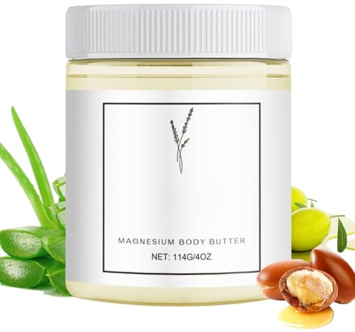 Magnesium Body Butter, Magnesium Cream for Sleep & Feet, Moisturizing Lotion with Aloe, Deeply Hydrating Magnesium Balm for Legs & Body, Fast-Absorbing Nighttime Magnesium Cream for Loose Skin