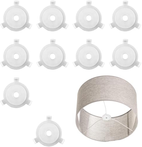 PEOVLVN 10 Pcs E27 to 11mm Lamp Shade Adapter Ring Plastic Lampshade Reducing Ring Adapter Lamp Replacement Parts for Table Lamps Pendant Lights (White)