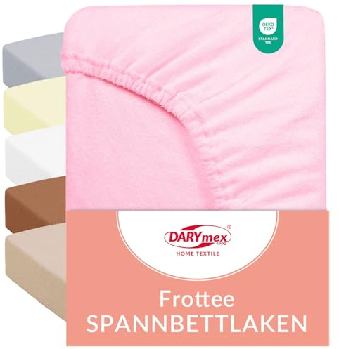 Darymex Lenzuolo con Angoli Frotte - 140 x 200 cm - Elasticizzato e Morbido - Cotone - per Materassi fino a 20 cm - Rosa Chiaro