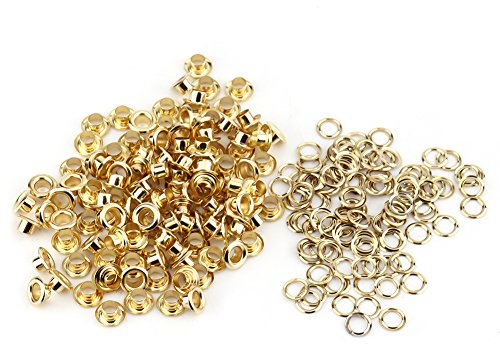 Walfront 100Pcs 5MM Traverse Rivets Oeillets Creux PCB Circuit Board Antique Brass Eyelet Grommets Kit avec Rondelles (Or)