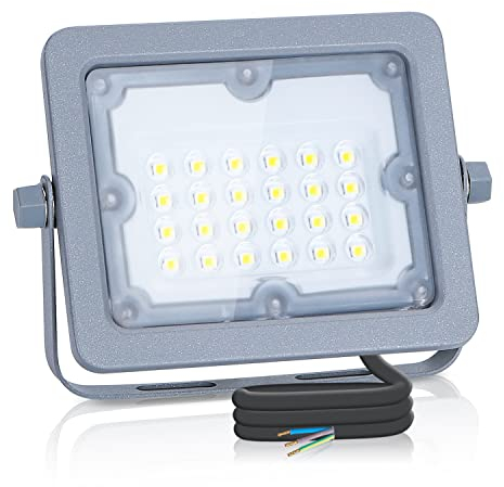 Aigostar 20W Led Floodlight, 1800LM Security Lights Outdoor, 6500K Cold White Ultra-Bright Outdoor Spotlight, LED Outside Lights Main Powered, IP65 Waterproof Security Site for Garden, Warehouse