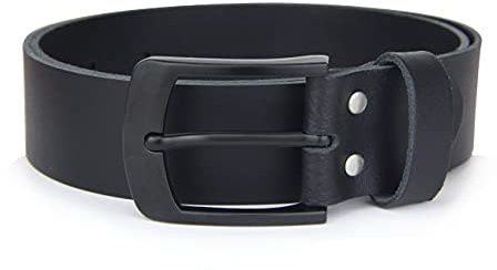 Läderbälte MADE IN GERMANY, 100% äkta läder, 4 cm brett, svart spänne, bälte för män, svart