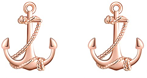 MicVivien 925 sterlingsilver damer kedja ankare hängsmycke halsband, ankare öronstift örhängen roséguld ankare armband för kvinnor flickor mamma flickvän, Sterlingsilver,
