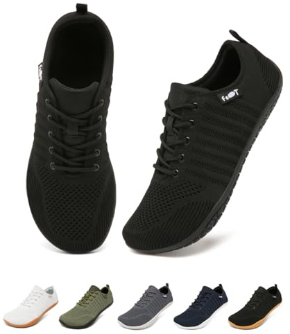 Merdoo Zapatos Descalzos Mujer Zapatillas Minimalistas con Punta Ancha para Hombre Barefoot Shoes Parte Superior Tejida Transpirable Suela de Goma Antideslizante Negro 37