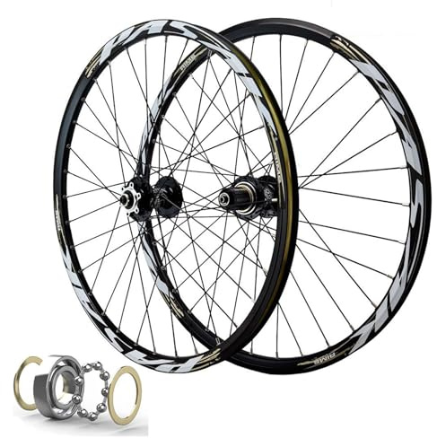 MTB Wheelset 26 Inch Disc Brake Bicycle Rim 32 Spoke 27.5 29 Inch Mountain Bike Front & Rear Wheel QR Sealed Bearing Hubs for 7-11 Speed Cassette (Color : Black, Size : 26 inch)