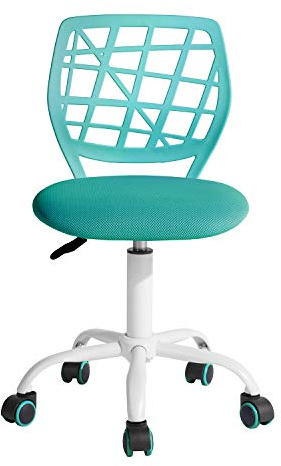 FurnitureR Silla de Oficina Moderna sin Brazos para niños, Ajustable y giratoria, para Escribir en casa, Color Turquesa