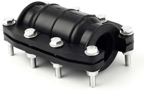 Abrazadera de Reparación de Tuberías, 25mm de Diámetro Abrazadera de Tubo de Escape con 8 Tuercas 8 Tornillos 16 Arandelas Water Pipe Repair Clamp para Tuberías de Plástico y Metal de 24-26mm