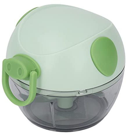 Jonlaki Vitlöksfärs, Vitlöksskärare Mini Manuell Vitlökshackare, Multifunktionell Vitlöksfärs, Handdragande Vitlöksfärs med Dragsnöre Grönsakshackare för Grönsaker Frukt Kött (Grön #11)