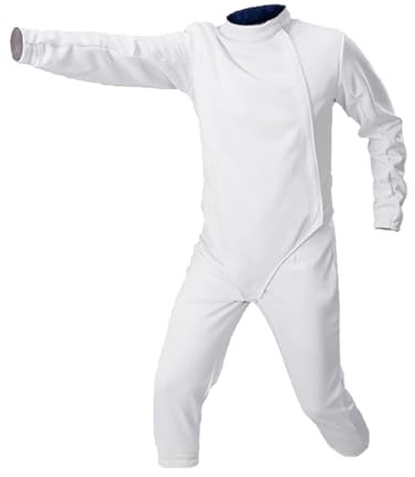 350N Unisex Fencing Uniform Suit, 3-Piece Jacket, Vest and Pants, Stab-Proof Fabric, Ideal for Foil Epee Saber Training, for Right Hand(52#)