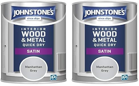 Johnstone's Quick Dry Satin, Manhattan Grey, 750ml (Pack of 2)