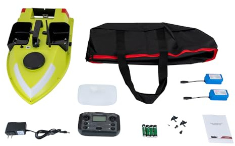 RC Bait Boat for Surf Fishing, Long-Distance Surf RC Fishing Bait Boat, 1968ft Bait Deployment - 4.4lb Loading Capacity with LCD Screen, Fish Bait Boats for Lake/Ocean Angling (Green with light strip)