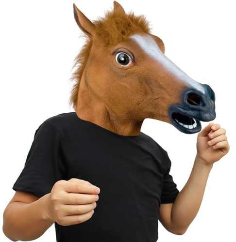 Maschera Cavallo Divertente,Maschera da Cavallo lattice,Mascheras a testa di cavall,per Halloween,Mascherata,Cosplay,Carnevale