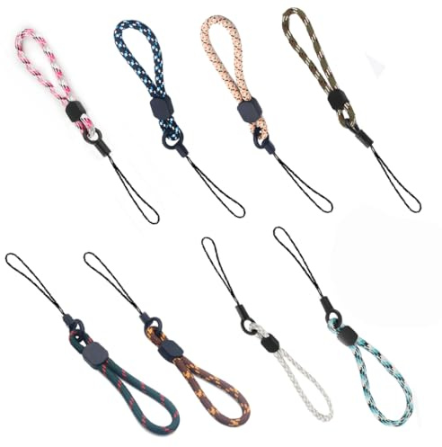 TSUOUKL Cordino da polso per mano - 8Pcs cordino regolabile in nylon per cinturino da polso, cinturini da polso colorati per telefono cellulare Telecamera Chiavi Chiavetta USB Portafoglio Mp4