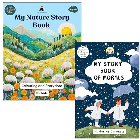 Combo Pack of 2 Books - My Nature Story Book and Story Book of Morals - Colouring, Storytime and Nurturing Calmness for 6 to 8 Years Old Kids - Best Birthday Gift, Return Gift