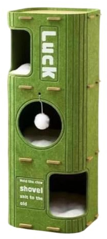 KESOTO 1 Maison pour Chat Cachette Lit Feutre Design avec Coussin Moelleux Jouet Suspendu Résistant Adaptée pour Chats D'Intérieur Jeu Re, Vert