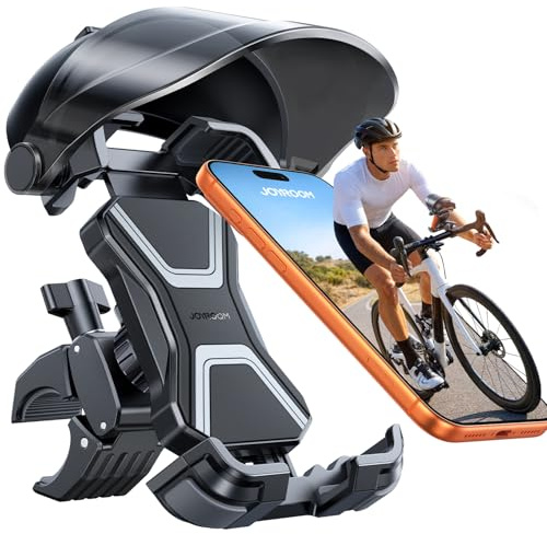 JOYROOM 2026 Supporto per telefono da bicicletta con parasole, supporto per cellulare moto antiriflesso 1S, supporto universale per manubrio della bicicletta, compatibile con iPhone 17/16 e Samsung