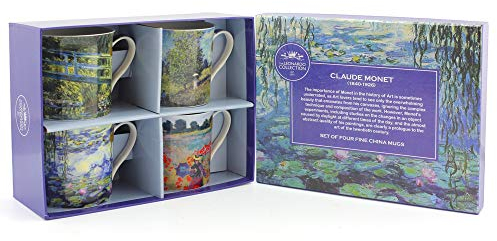 Lesser & Pavey Ceramic Mug | Claude Monet | Set of 4-12x8x9 cm Accesorio, Porcelana, Multicolor, 8.5 cm, 4