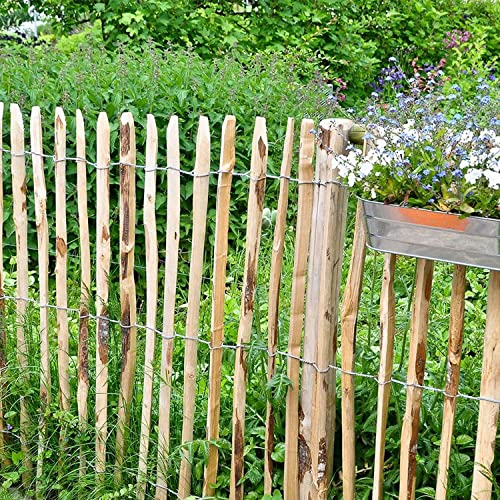 BURI Clôture en lattis - 0,9 x 5 m - Clôture de jardin en bois de noisetier