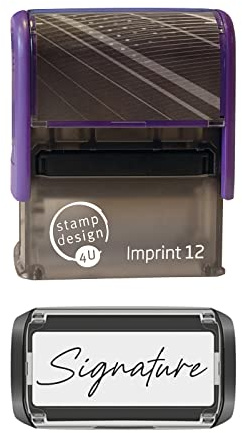 Personalised Signature Stamp- Imprint 12- Self-Inking, Upload Your Signature- Black Inkpad- 48mm x 18mm