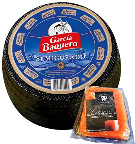Queso García Baquero Semicurado Mezcla - Queso Semicurado Peso Aproximado 3 kilos - Queso Semicurado con Membrillo TDW (Queso Completo con Membrillo)