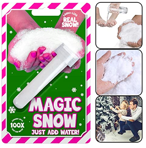 HOVUK Magic Snow Xmas Powder, Non-Toxic Super Absorbent Fluffy Instant Snow, Artificial Snow Tube for Festive Party Christmas Decorations, Just Add Water Expands 100x