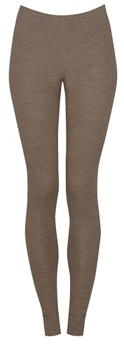 Dilling Damen Merino Leggings 1x1 glatt aus 100% Bio Merinowolle Slim Fit Base Layer atmungsaktiv - Braun meliert 38