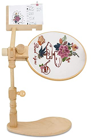 RoseFlower Kreuzstich Ständer Stickrahmen Holz Drehbarer Stickständer für Tisch Embroidery Hoop Stand Kreuzstichrahmen Einstellbare Nähwerkzeuge, DIY Handwerk Stickerei Nähen Werkzeuge #4