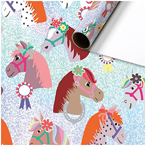 Stewo Geschenkpapier Bonny Hologramm 1 Rolle 70 x 150 cm Pferde