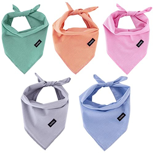 Gofshy Dog Bandanas XLarge-5PCS DIY Bandanas Green Orange Pink Blue Gray Dog Scarfs Breed Bib Handkerchief for Large Dogs Puppies Pets