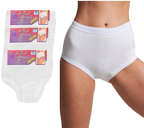 ITRAT® Woman's Full Mama Briefs | Ladies Cotton Rich Knickers Maxi Mama Brief's Underwear | Women Every Day Mama Brief Cotton Stretch Girls Brief Panties (XOS, White)