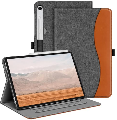 FINTIE Coque pour Samsung Galaxy Tab S10 Lite 10.9 Pouces 2025 et Galaxy Tab S10 FE/S9 FE 10.9”/S9 11”, Housse Multipositions, Etui avec Poche de Document, Sommeil/Réveil Auto, Gris Denim