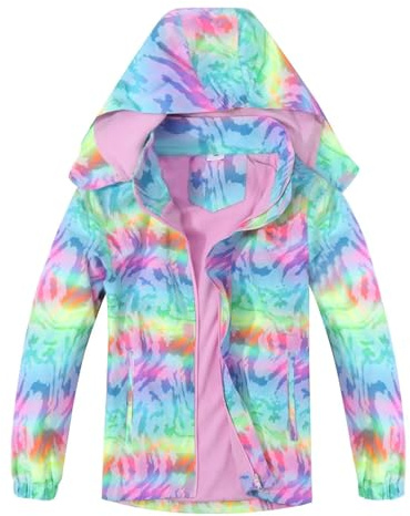 SUKUTU Veste Polaire Fille Imperméable Enfant Softshell Blouson Impression Veste de Pluie