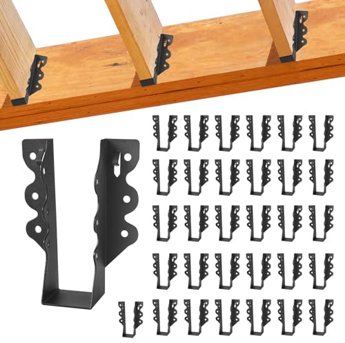 32 Pcs 2x 6 Joist Hanger,Q235B Steel Face Mount Joist Hangers,Black Powder Coated Hurricane Ties for Rafter, Rafter Brackets for Floor, Deck and Ceiling Joists