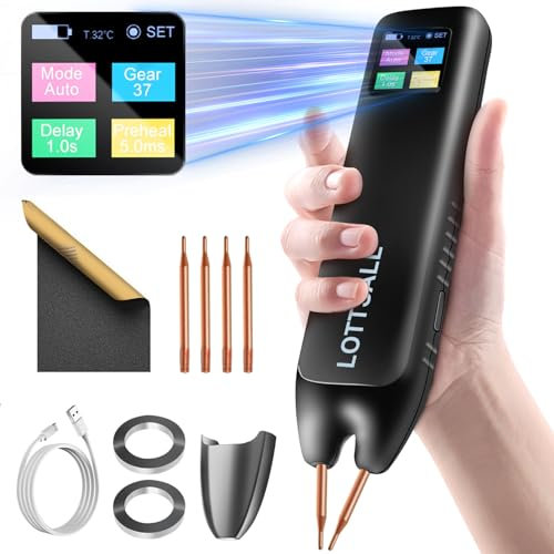 Handheld Akku Punktschweißgerät mit Automatischen und Manuellen Modi, 99 einstellbaren Geschwindigkeiten für DIY-Akkupacks, LED-Anzeige