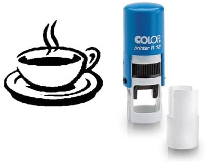 Coffee Cup Stamp - Loyalty Card Stamper, Self-Inking Black Ink, Approx. 11mm
