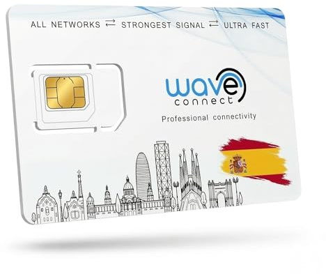Wave Connect SIM Datos Multired 4G/5G Prepago España y UE. Activación Automática Primer Uso. Ideal Dispositivos IoT y Cámaras. 6 GB | 12 Meses