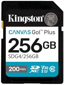 Kingston Canvas Go Plus SDXC Scheda Di Memoria Gen4 200MB/s C10 UHS-I U3 V30 256GB-SDG4/256GB