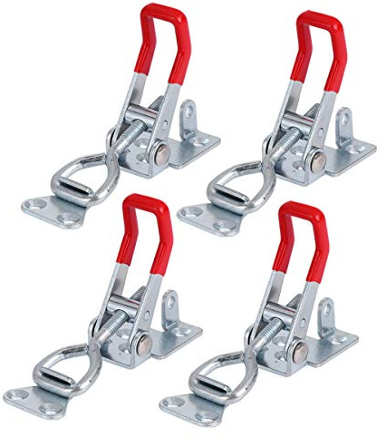 NUOBESTY 4 Pièces Luminaire de serrage pince réglable loquet de porte d'armoire Ajustable pince à loquet à bascule clé Ajuster sauterelle horizontale sauterelles à action push-pull