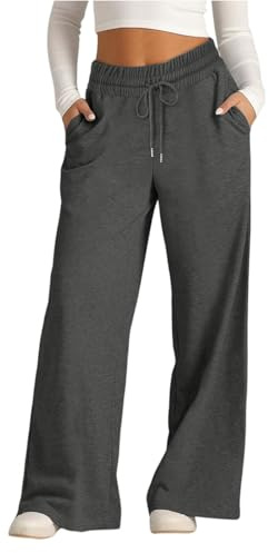 Générique Ensemble Jogging Pantalon Femme Hiver avec Poche Souple Skinny Elegant Pantalon Taille Elastique Tenue de Sport Haute Hiver 2025 Vetement Femme Grande Taille Gris foncé L