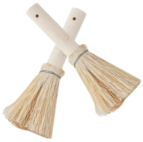 ROMISBABA 2pcs Coconut Dish Scrub Brush with Ergonomic Wooden Handle for Pots Pans Woks Oil-Resistant Bristles Kitchen Cleaning Tool for Deep Cookware and Comfortable Grip