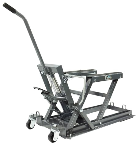 SwitZer 1500lb Hydraulic Motorcycle Motor Bike With 4 Wheels Stand Quad Lift ATV Jack Hoist workshop Heavy Duty ATV01 Grey New