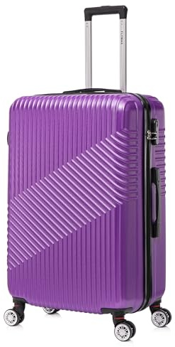 FLYMAX 29 Large Suitcases 4 Wheel Spinner Super Lightweight Luggage Hard Shell Durable Check in Hold Built-in 3 Digit Combination Purple