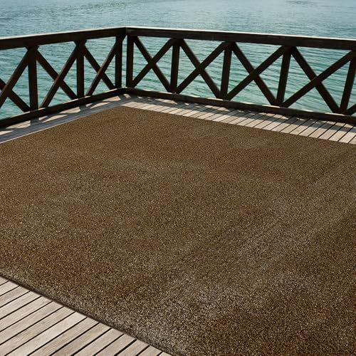 iCustomRug Synthetic Grass Rug – 4 x 8ft Brown Tan Turf Carpet for Patios, Yards, Boats, Camping – Indoor/Outdoor Use