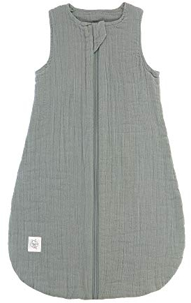 LÄSSIG Baby Sommerschlafsack ohne Ärmel Muslin Baumwolle GOTS zertifiziert unisex/Muslin Sleeping Bag green, Größe 86/92 13-18 Monate